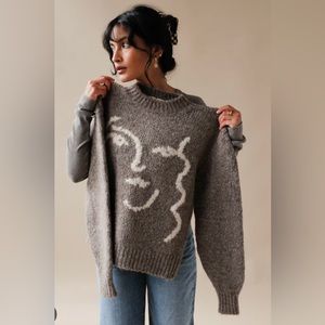 Paloma Wool Anita Knit Sweater in Taupe Grey - Size Medium, NWT